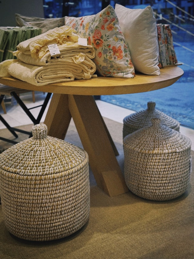 How to Style Woven Footstools in Boho, Coastal, and Natural Interiors