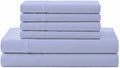 Linen Home 100% Cotton Percale Sheet Set, Full Size, Baby Blue, Deep Pocket, 6 Pieces Set - 1 Flat, 1 Deep Pocket Fitted Sheet and 4 Pillowcases, Crisp Cool and Strong Bed Linen