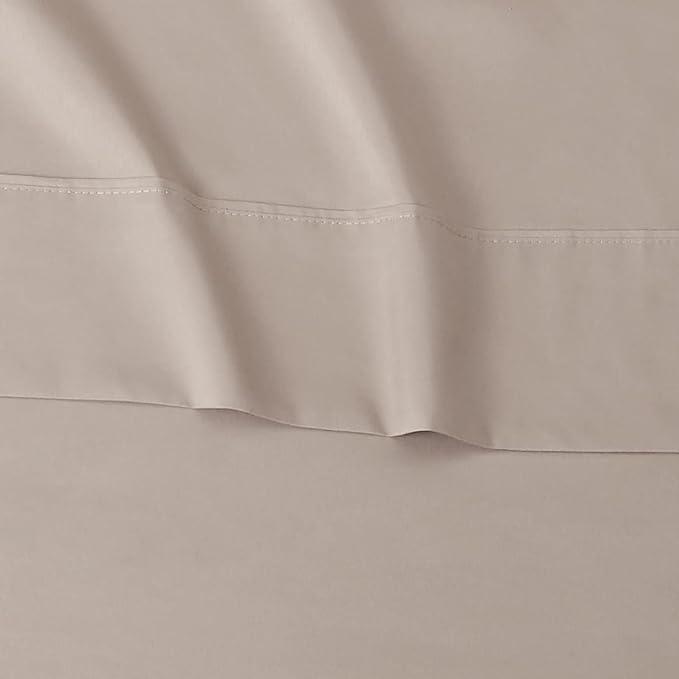 Amazon Basics Lightweight Super Soft Easy Care Wrinkle Free Breathable Microfiber 4 Piece Bed Sheet Set with 14-Inch Deep Pockets, King, Taupe, Solid