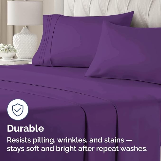 Queen Pillow Cases Set of 4 - Ultra Soft Hotel Quality Pillowcase Covers - Comfy, Cozy & Wrinkle Free - Shrinkage, Stain and Fade Resistant - Machine Washable Pillow Protectors - 4 Piece Set - Purple