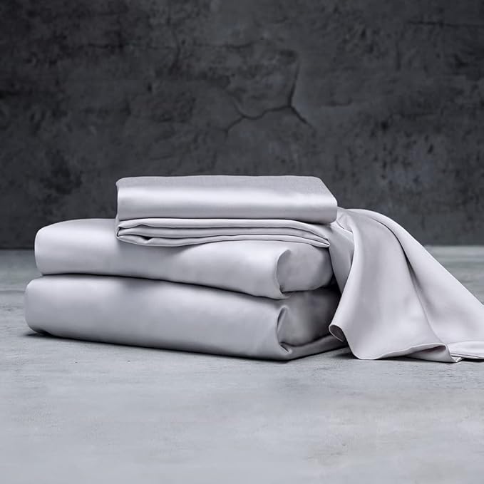 LUXOME Luxury Sheet Set | 100% Rayon (Viscose) from Bamboo | Twin XL - Stone | Deep Pockets | 3-Piece Set (Fitted, Flat, Pillowcase)