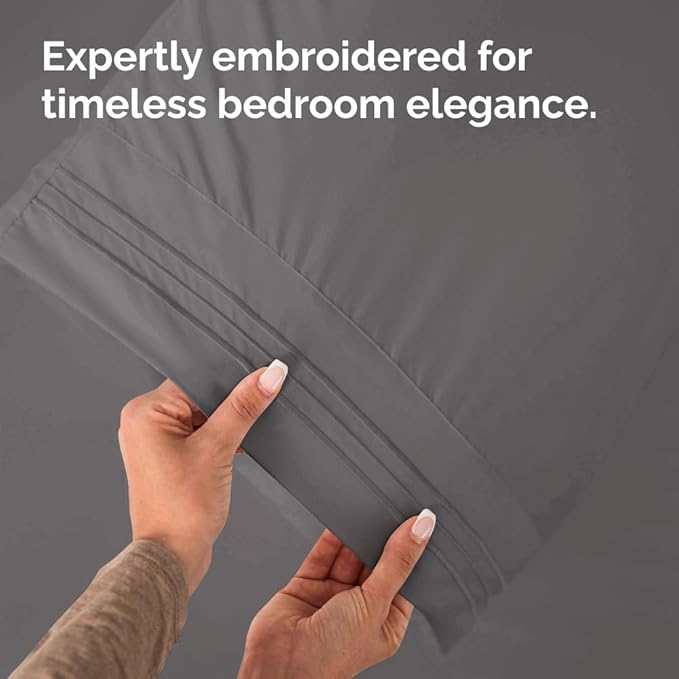 King Pillow Cases Set of 4 - Ultra Soft Hotel Quality Pillowcase Covers - Comfy, Cozy & Wrinkle Free - Shrinkage, Stain & Fade Resistant - Machine Washable Pillow Protectors - 4 Piece Set - Dark Grey