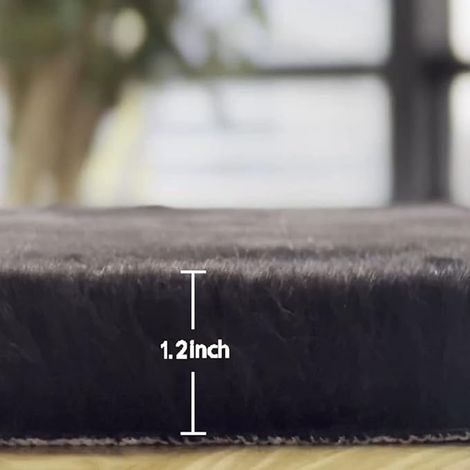 Faux Bunny Fur Rug Plush Area Rugs Machine Washable Black 4x6 Shag Area Rug for Bedroom Faux Sheepskin Rug for Living Room