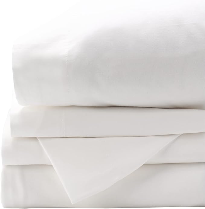 Red Land Cotton Luxury Sheet Set | 100% American Grown Cotton Basics | Premium Hotel Ultra-Soft Lightweight 4 Piece USA Made Deep Pocket Fitted, Flat Sheet, & Pillowcases Percale Weave (Twin/White)