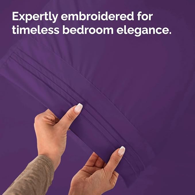 Queen Pillow Cases Set of 6 - Ultra Soft Hotel Quality Pillowcase Covers - Comfy & Wrinkle Free - Shrink, Stain & Fade Resistant - Easy-Care, Machine Washable Pillow Protectors - 6 Piece Set - Purple