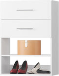 2 Drawer Short Tower Closet Unit, Modular Closet System, Wood Closet System Organizer with Storage for Walk In Closets, Clothing Rack Closet for Hanging Clothes, Bedroom, White, 19.5"W