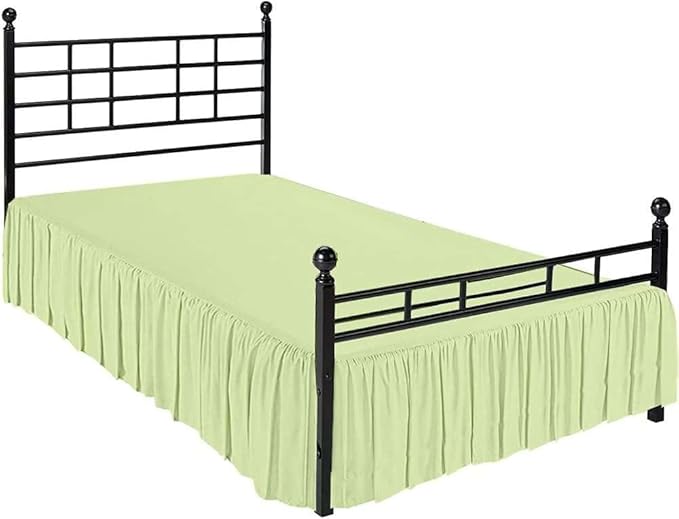 Sage Solid Ruffled Bed Skirt Queen-XL-21 Inch Drop Split Corner, Microfiber Bedskirt with Platform Three Sided Coverage
