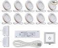 VST Under Cabinet Lighting Plug in with Wired Touch Dimmer Switch,Recessed or Surface Mount Design,Warm White 3000K 12V 2W(20W Total, 10 Pack White) Puck Lights Fixtures