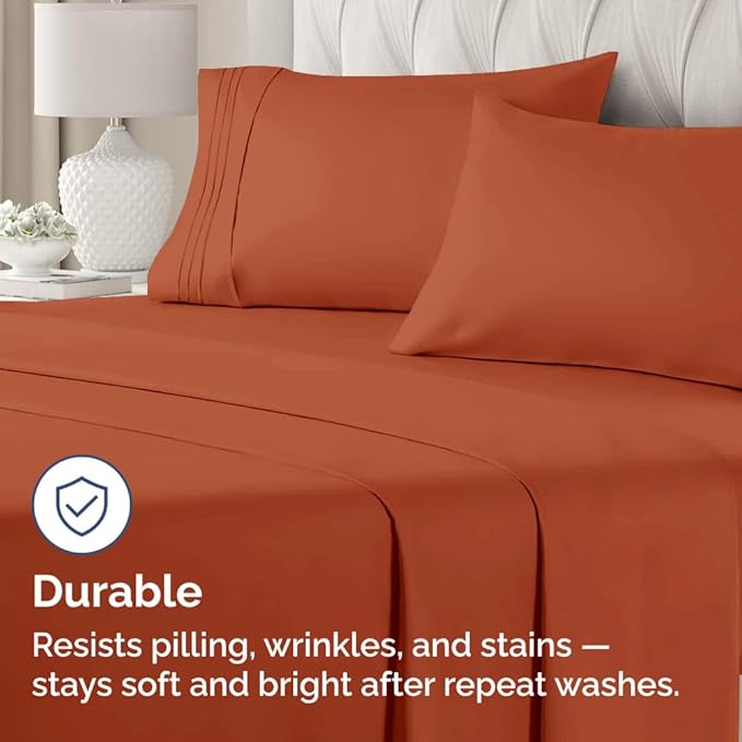 King Pillow Cases Set of 4 - Ultra Soft Hotel Quality Pillowcase Covers - Comfy, Cozy & Wrinkle Free - Shrinkage, Stain & Fade Resistant - Machine Washable Pillow Protectors - 4 Piece Set - Terracotta