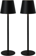 Cordless Table Lamp, Rechargeable Table Lamp with Touch Dimmable Control, Portable LED Desk Lamp for Indoor Patio (Black-Round, 2)
