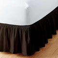 Chocolate Solid Ruffled Bed Skirt Full-XL-6 Inch Drop Split Corner, Microfiber Bedskirt with Platform Three Sided Coverage