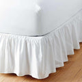White Solid Ruffled Bed Skirt Queen-XL-12 Inch Drop Split Corner, Microfiber Bedskirt with Platform Three Sided Coverage