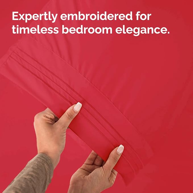 Queen Pillow Cases Set of 2 - Ultra Soft Hotel Quality Pillowcase Covers - Comfy, Cozy, Cooling & Wrinkle Free - Shrink, Stain & Fade Resistant - Machine Washable Pillow Protectors - 2 Piece Set - Red