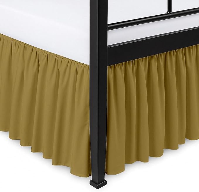 Ruffled Bed Skirt Split Corners with Platform, Tailored Fit Hotel Quality Wrinkle Free Ultra-Soft Microfiber Dust Ruffle, Upto 16 Inch Drop, Twin XL, Taupe