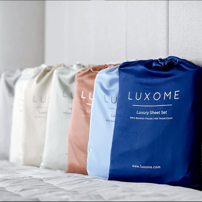 LUXOME 100% Rayon (Viscose) from Bamboo Pillowcase Set (Standard/Queen) | 400 Thread Count | Moisture-Wicking | Envelope Closure | Terracotta