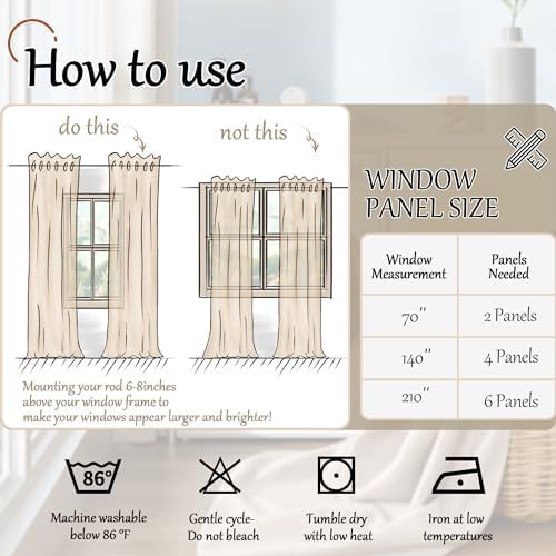 Short Blackout Curtains 45 Inch Length 2 Panels, Thermal Insulated Total Light Blocking Linen Window Curtains for Farmhouse Bedroom Basement, Bronze Grommet, Natural, Each 52" Wide