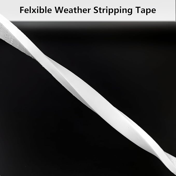 Weather Stripping Door Seal Strip, Strong Adhesive, Weatherproof, Reduce Noise, Gap Filler, Foam Insulation Tape for Doors and Windows (1/2 in x 1/2 in x 13 Ft), White