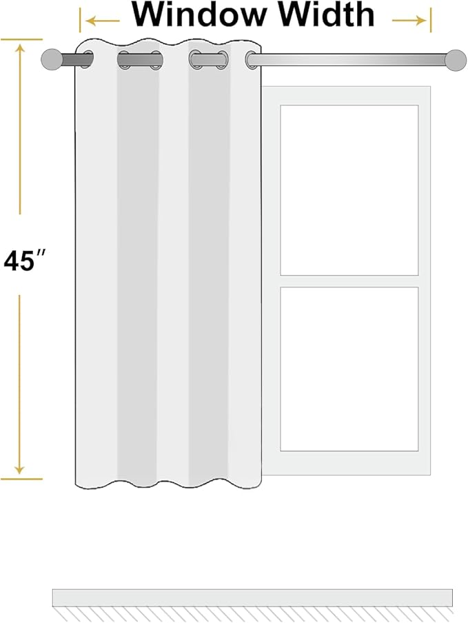 ChrisDowa 100% Blackout Tan Solid Curtains 45 Inches Long 2 Panels for Bedroom Living Room,Farmhouse Room Darkening Thermal Insulated Soundproof Grommet Top Window Treatment Drapes,52x45
