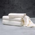 LUXOME Luxury Sheet Set | 100% Rayon (Viscose) from Bamboo | Split King - Ivory | Deep Pockets | 5-Piece Set (2 Fitted, Flat, 2 Pillowcases)