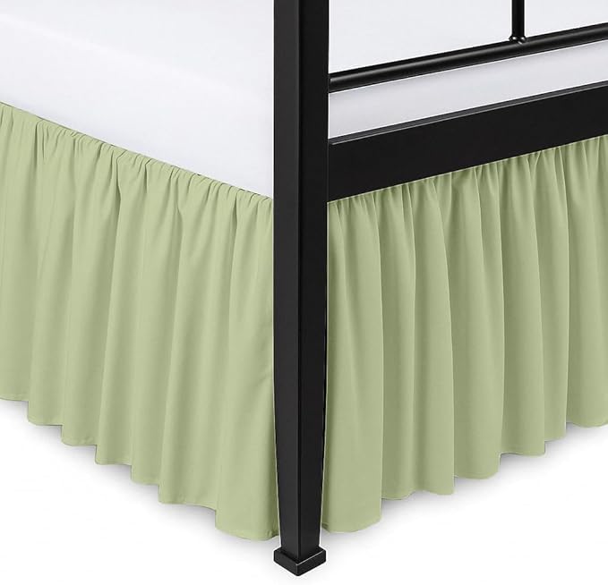 Ruffled Bed Skirt Split Corners with Platform, Tailored Fit Hotel Quality Wrinkle Free Ultra-Soft Microfiber Dust Ruffle, Upto 18 Inch Drop, Full, Sage