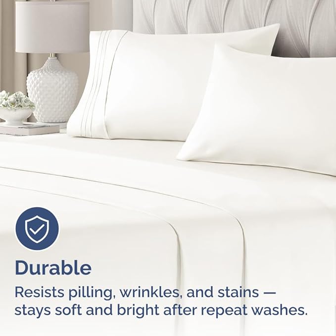 King Pillow Cases Set of 2 - Ultra Soft Hotel Quality Pillowcase Covers - Comfy, Cozy & Wrinkle Free - Shrinkage and Fade Resistant - Machine Washable Pillow Protectors - 2 Piece Set - Antique White