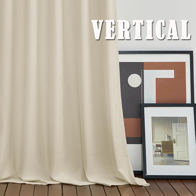 RYB Home Beige Velvet Curtains 96 inches Length - Heavy Duty Back Tab Decorative Window Drapes Privacy Room Darkening Covering for Living Room Playroom, Width 52 x Length 96 inch, Beige, 2 Panels
