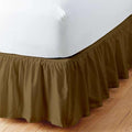 Taupe Solid Ruffled Bed Skirt Twin-6 Inch Drop Split Corner, Microfiber Bedskirt with Platform Three Sided Coverage