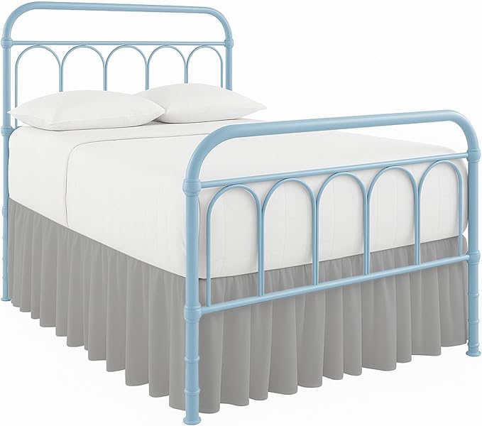 Ruffled Bed Skirt with Split Corners-Dust Ruffle - 18" Drop 100% Microfiber Soft,Sheen & Luxurious Look - Bed Skirts (Light Grey -Full)