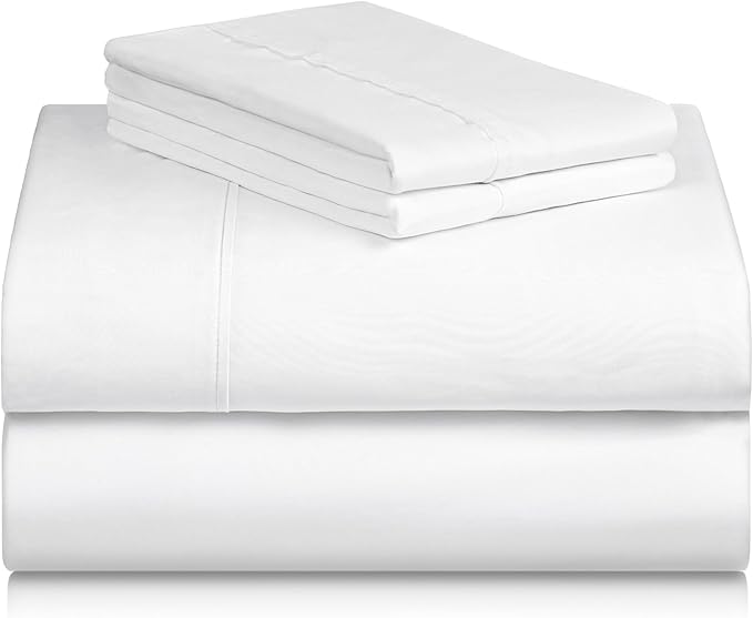 LuxClub 4 PC Extra Deep Pocket King Sheet Set, Deep Pockets Wrinkle Free Cooling Bed Sheets Hotel Bedding for Women, Men, Includes 1 Fitted Sheet, 1 Flat Sheet and 2 Pillowcases- White