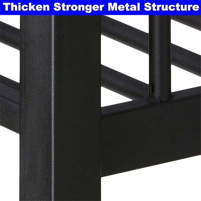 Upgraded Version Thicken Metal Heavy-Duty Full Over Queen Bunk Bed, Best Modern Style Stronger Full XL Over Queen Size Bunk Bed with Ladder for Adults, Easy Assembly (Queen-1 Ladder)