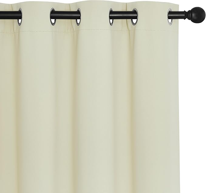 NICETOWN Blackout Curtains 72 inches Long, Grommet Privacy Window Treatment Thermal Insulated Room Darkening Sliding Glass Door Drape for Bedroom Living Room, 1 Panel, W100 x L72, Beige
