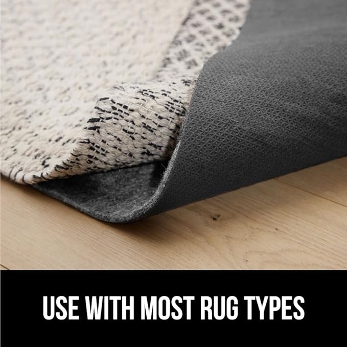 GORILLA GRIP Felt and Natural Rubber Stay in Place Slip Resistant Rug Pad, 1/4in Thick, 2x10 FT Protective Padding Under Area Rugs, Cushioned Gripper Pads, Carpet Runners, Hardwood Floors Protection