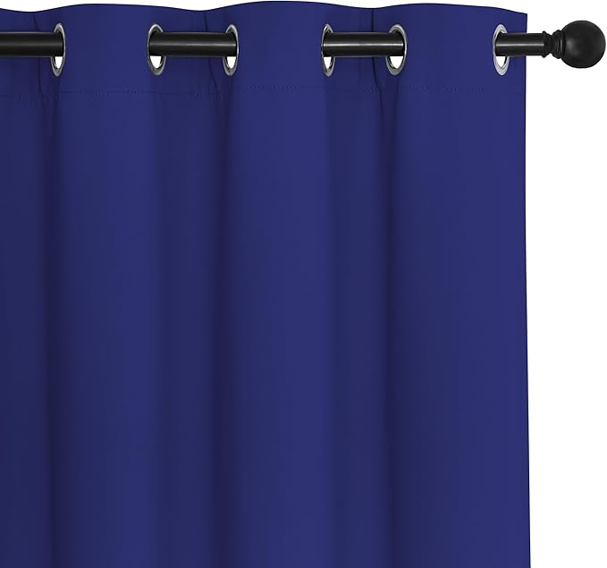NICETOWN Blackout Curtain Panel 63 inch Long for Window - Thermal Insulated Solid Grommet Blackout Drape for Bedroom Living Room Kitchen (Single Panel, 52W x 63L, Navy Blue)