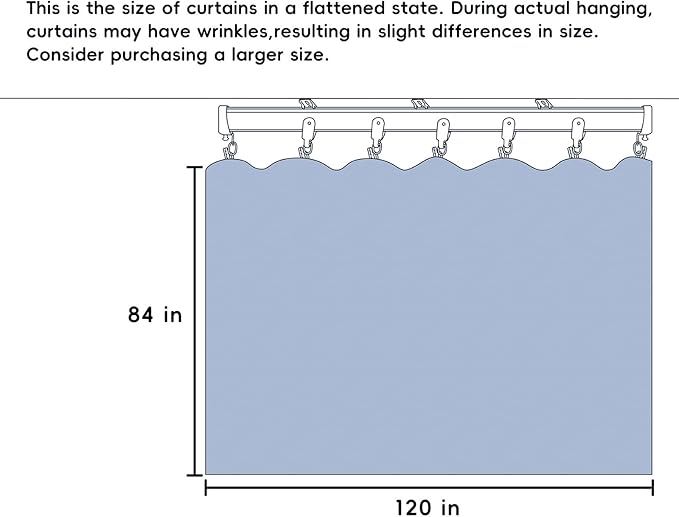 Room Divider Curtains Total Blackout Privacy Curtain Panel Room Thermal Insulated Noise Reduction Curtains for Bedroom Window Living Room Ceiling Track Curtain W 10 ft × H 7 ft Azure Blue
