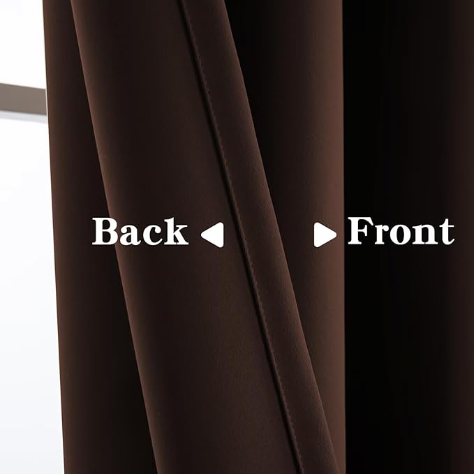 Blackout Curtains 108 Inch Length 2 Panels Set, Black Out Curtains for Bedroom 108 Inch Long, Rod Pocket Energy Saving Room Darkening Drapes for Living Room Window Chocolate(W52 x L108)