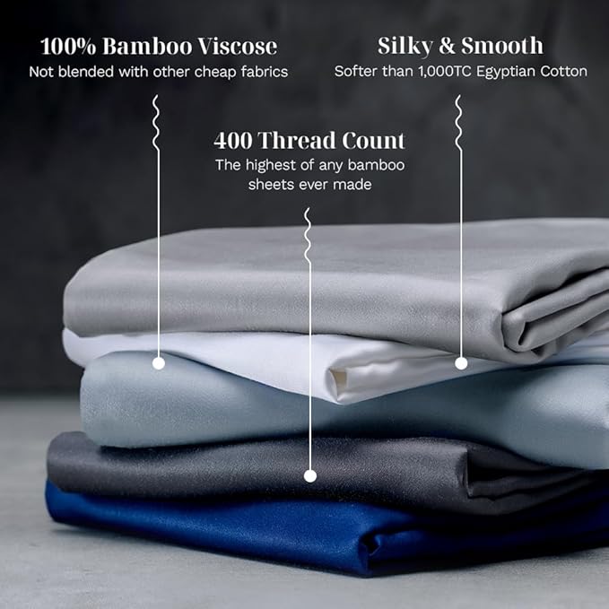 LUXOME Luxury Sheet Set | 100% Rayon (Viscose) from Bamboo | California King - Ocean | Deep Pockets | 4-Piece Set (Fitted, Flat, 2 Pillowcases)