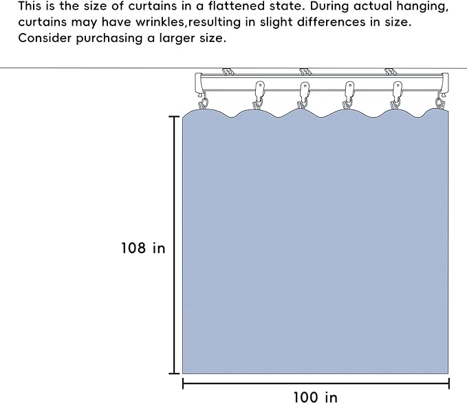 Room Divider Curtains Total Blackout Privacy Curtain Panel Room Thermal Insulated Noise Reduction Curtains for Bedroom Window Living Room Ceiling Track Curtain W 8.3 ft × H 9 ft Black