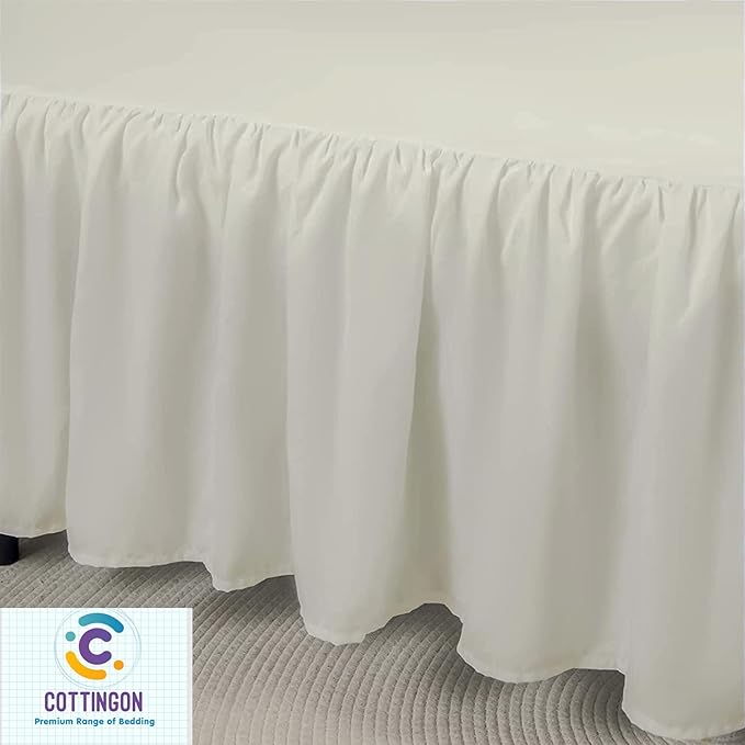 Ruffled Bed Skirt with Split Corners-Dust Ruffle - 21" Drop 100% Microfiber Soft,Sheen & Luxurious Look - Bed Skirts (Ivory -King)