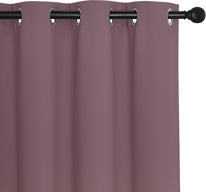 NICETOWN Patio Blackout Curtain Panels - Extra Wide Sliding Door Thermal Insulated Drape, Privacy Room Divider Curtain for Bedroom Office (Dry Rose, 66 x 118 Inch Long)