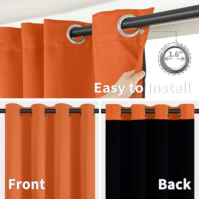 BGment Thermal Insulated 100% Blackout Curtains 84 Inch Length 2 Panels, Total Light Blocking Curtains for Bedroom, Grommet Window Drapes with Thick Black Liner, 42 Inch Wide Each Panel, Burnt Orange