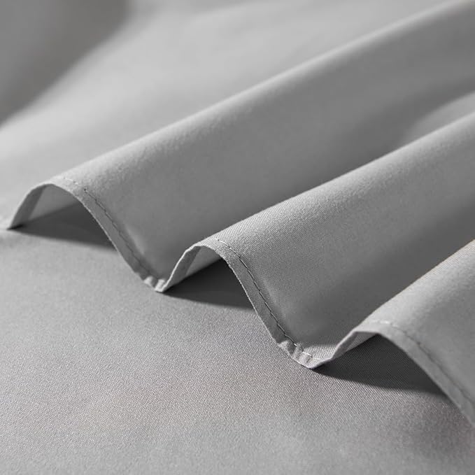 Bed Skirt King Size Ruffled Bed Skirt with Split Corners, 18 Inch Drop Dust Ruffle Bed Skirts with Platform, Gathered Style, 100% Microfiber, Light Grey