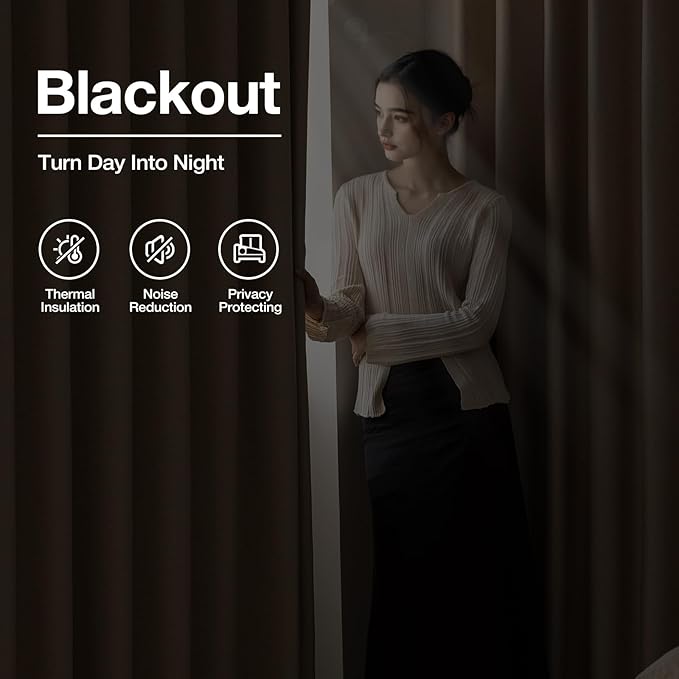 Blackout Curtains 84 Inch Length 2 Panels Set for Living Room/Bedroom, Grommet Linen-Look Textured Light Blocking Room Darkening Energy Saving Thermal Insulated Drapes (W52xL84, Natural)
