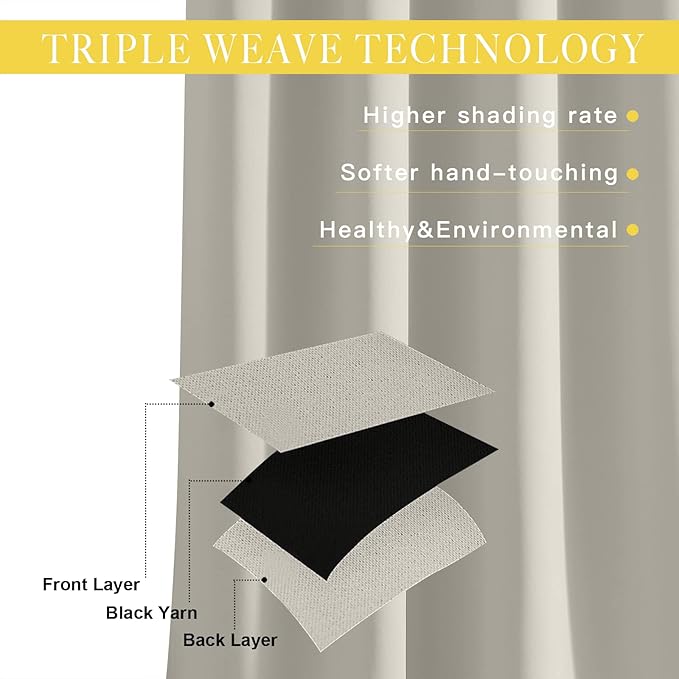 NICETOWN Blackout Patio Curtains 100 x 144 Inches Long for Sliding Door Extral Wide Blackout Curtain Panels Thermal Insulated Room Divider - Grommet Top, 100" W x 144" L, 1 Panel, Natural