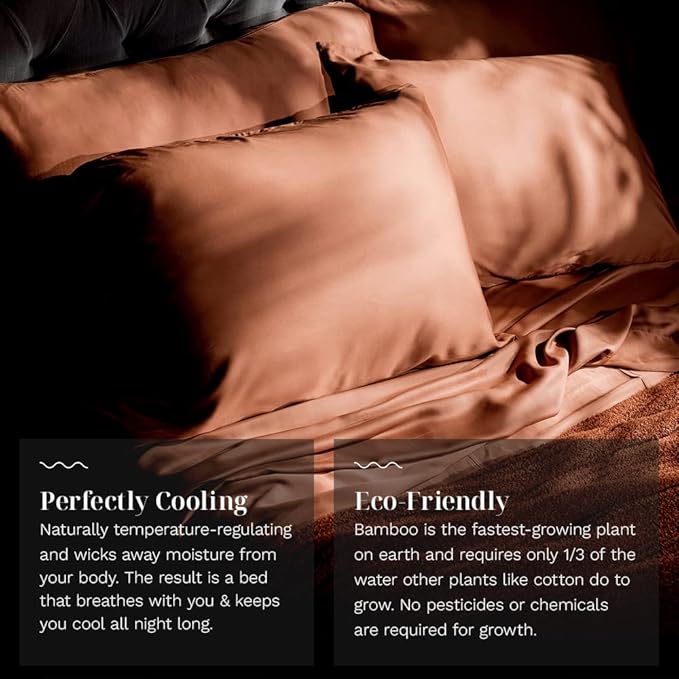 LUXOME Luxury Sheet Set | 100% Rayon (Viscose) from Bamboo | King Size - Terracotta | Deep Pockets | 4-Piece Set (Fitted, Flat, 2 Pillowcases)