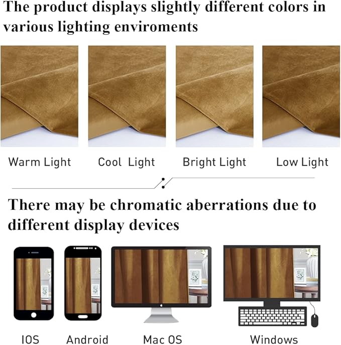 StangH 120 inches Curtains Gold Brown Blackout Velvet Drapes for Bedroom, Retro Thermal Insulated Light Blocking Window Curtains for Living Dining Room, W52 x L120, 2 Panels