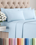 Cal King 6 Piece Sheet Set - Cooling, Comfy & Breathable - Hotel Luxury Bedding, Includes Fitted Sheet for Women, Men, Kids & Teens - 1 Flat, 1 Fitted Sheet, 4 Pillowcases w/Deep Pockets - Baby Blue