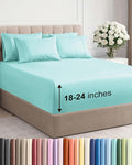 Extra Deep Queen Sheet Set - 6 Piece Breathable & Cooling Sheets - Hotel Luxury Bed Sheets Set - Easy & Secure Fit - Soft, Wrinkle Free & Comfy Sheets Set - Spa Blue Sheet Set with Extra Deep Pockets