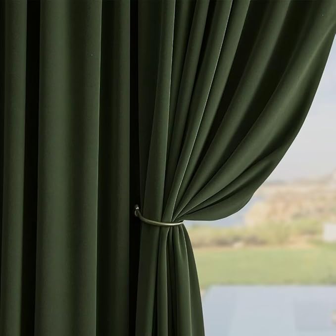 Joydeco Green Velvet Curtains 84 inch Length 2 Panels, Luxury Blackout Rod Pocket Thermal Insulated Window Curtains, Super Soft Room Darkening Drapes for Living Room Bedroom,W52 x L84 inches