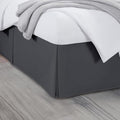 Full Bed Skirt, Luxury 14 Inch Drop Dark Grey Pleated Bed Skirt, Double Brushed Microfiber, Box Pleat Design, Wrinkle & Fade Resistant, Easy Fit Tailored Bedskirt for Full Size Beds