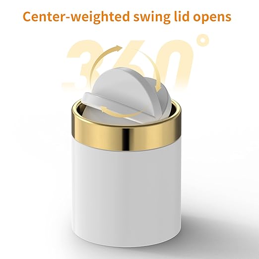 Mini Trash Can with Lid, Desktop Small Trash Can Recycling Bin Cute Metal Garbage Can for Tabletop Countertop Use,Stainless Steel 0.4Gal/1.5L Waste Bin for Office Parlor Car Bedroom,Swing Lid Open